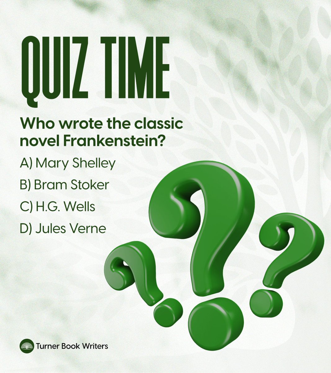 Turner_book's tweet image. Pick the correct option and tell us in the comments below!

#TurnerBookWriters #Ghostwriting #BookWritingTips #BookPublishing #BookMarketing #Bookstagram #AmWriting #WritingCommunity #WritingInspiration