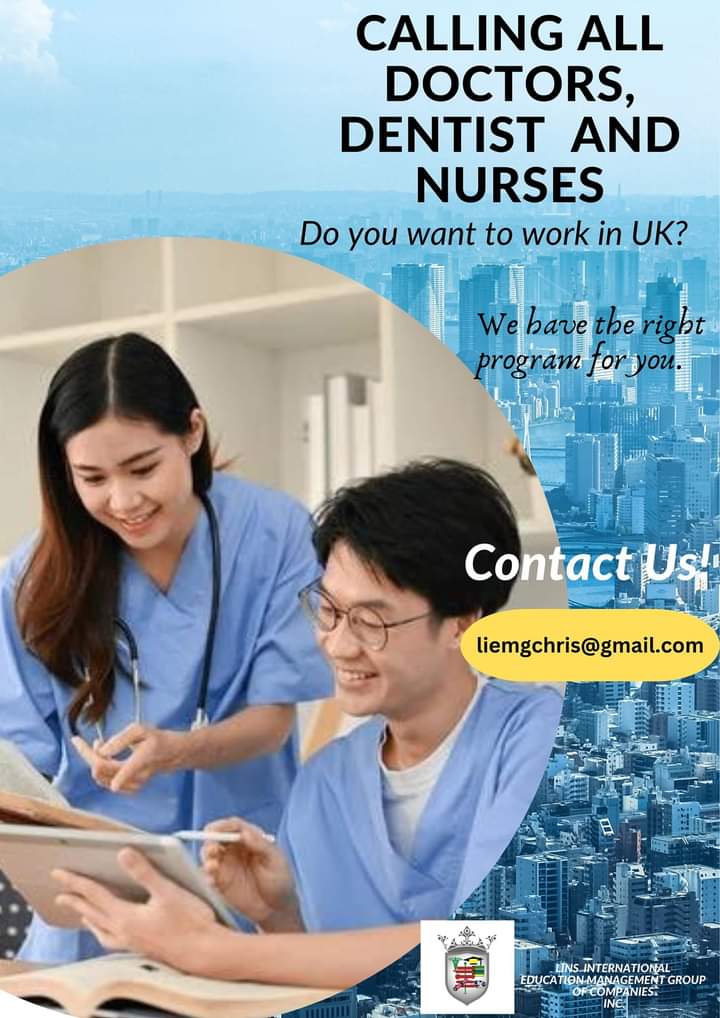 Are you presently employed as a doctor, dentist, or nurse, or do you aspire to pursue a career as a medical professional in the United Kingdom?

We have the right program pathway for you! Send a message to liemgchris@gmail.com to know more details.

#medicalcareers #unitedkingdom