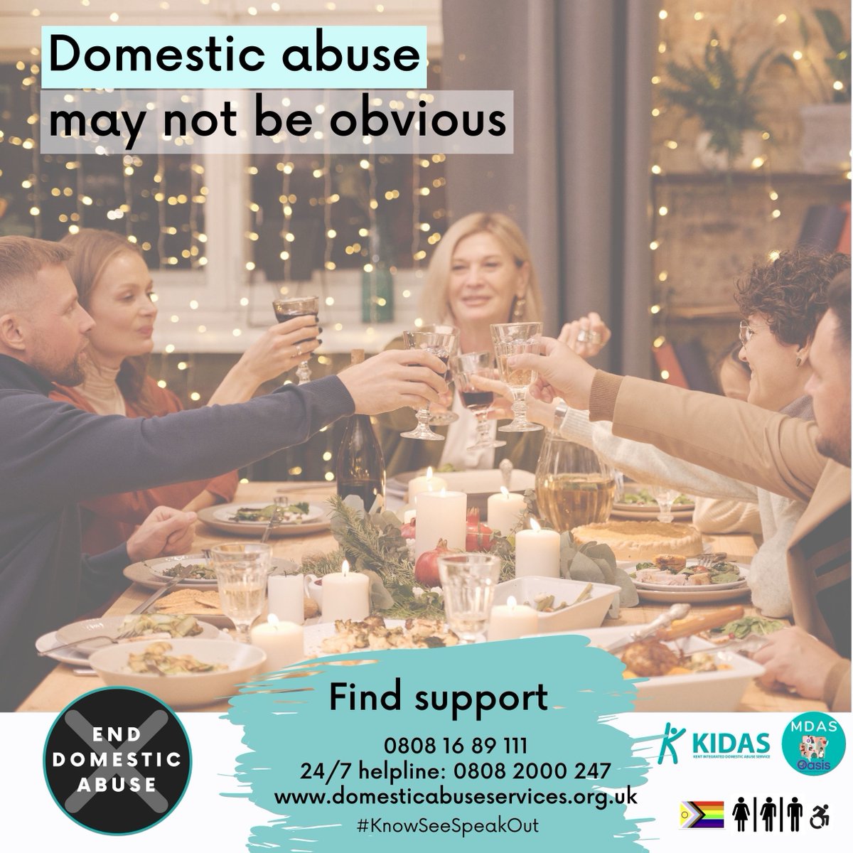 Behind the smiles this #Christmas the reality could be that someone you know is experiencing #DomesticAbuse. The signs aren't always visible. Take a moment to check if someone is really ok. #KnowSeeSpeakOut #EndDomesticAbuse