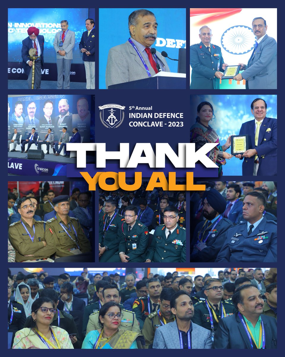 TraiCon_Events's tweet image. Our sincerest thanks to the esteemed speakers, dedicated partners and distinguished delegates for making the 5th Annual #IndianDefenceConclave a remarkable gathering. Your collective wisdom and engagement have helped us in forging the future of defence.

#DefenceConclave2023