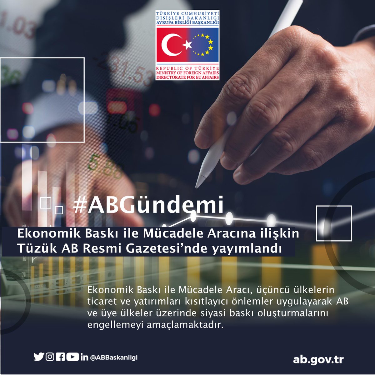 📢#ABGündemi Ekonomik Baskı ile Mücadele Aracına ilişkin Tüzük AB Resmi Gazetesi’nde yayımlandı. 🔗 ab.gov.tr/53678.html