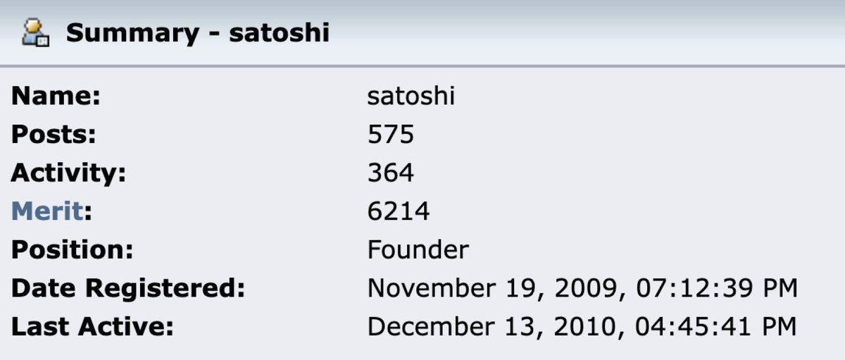 It’s 13 years today since Satoshi was last active on BitcoinTalk 🫡

One of the most important innovators in history - the creator of #Bitcoin