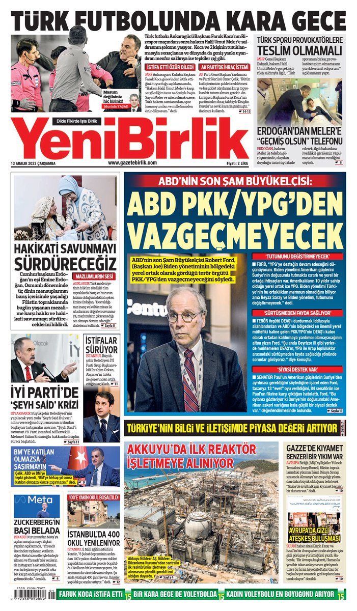 #YeniBirlik'te bugün 13 Aralık 2023 Çarşamba gazetebirlik.com/gazete/13-aral…