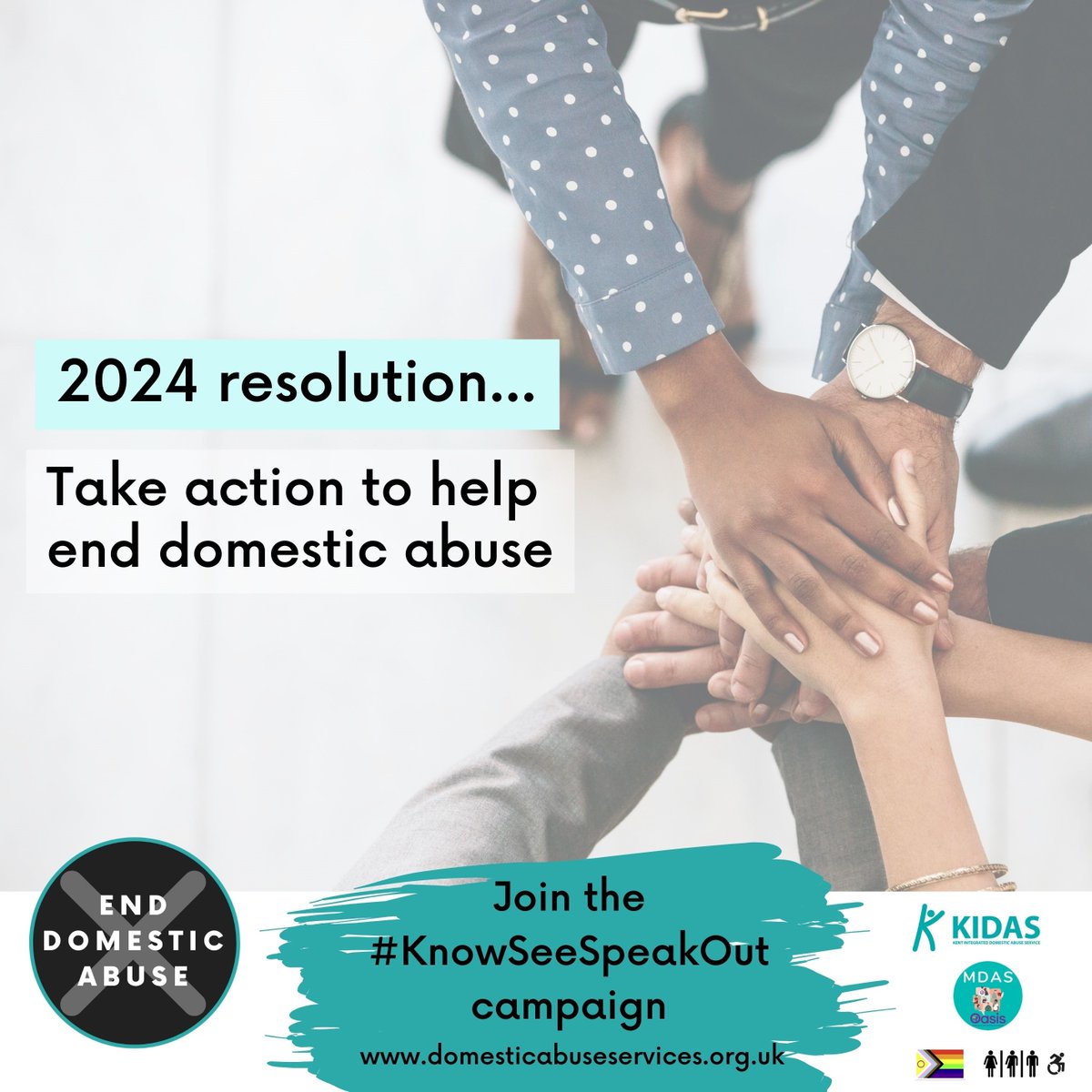 As resolutions are set for 2024, make it your mission to #EndDomesticAbuse so that no one in #Kent and #Medway suffers. Join the campaign at domesticabuseservices.org.uk. #NewYear2024 #NewYearResolutions #KnowSeeSpeakOut