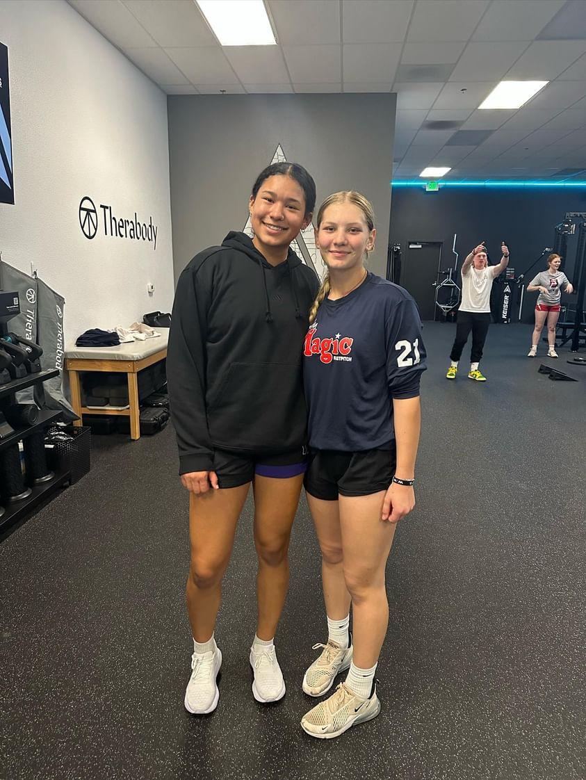 emmaj_2028's tweet image. Ran into my fellow @ALLSTARSPORTS ambassador Sydney Stewart at @LeadPerformance so glad we got to workout together. #softballcatcher #allstarfp