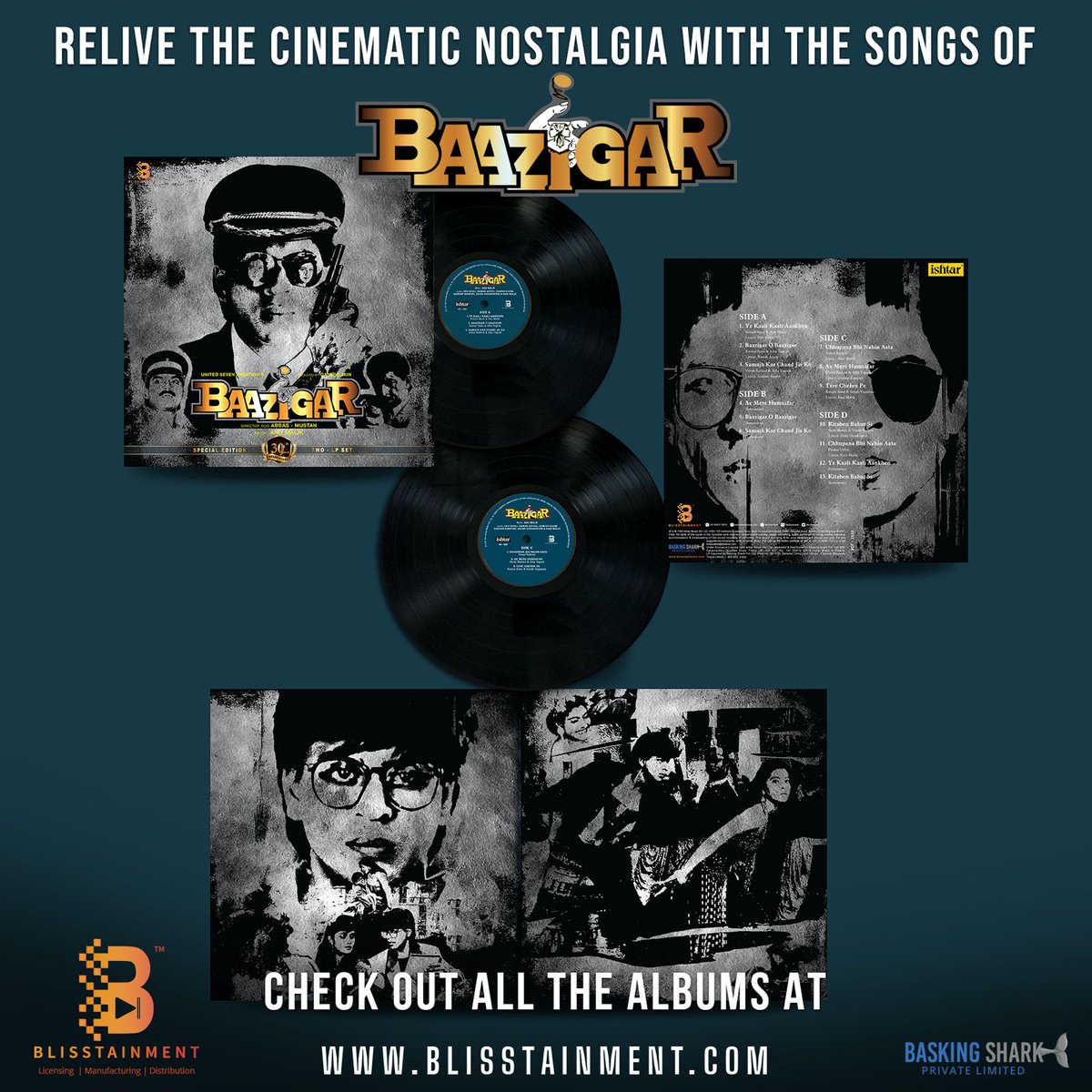 Relive the cinematic nostalgia with the songsof 'Baazigar.' 🎬🎵'Uncover the charm of classic soundtracks at Blisstainment.

 #BaazigarMagic #BlisstainmentBeats #MusicNostalgia #VinylRevival #ClassicMelodies #VintageVibes #TimelessTunes #MusicalJourney #VinylCollection