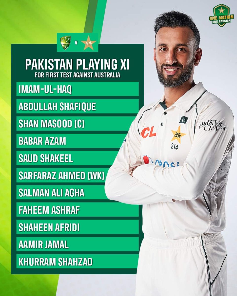 🚨 𝐏𝐥𝐚𝐲𝐢𝐧𝐠 𝐗𝐈 𝐟𝐨𝐫 𝐟𝐢𝐫𝐬𝐭 𝐓𝐞𝐬𝐭 🚨 Aamir Jamal and Khurram Shahzad are set to make their Test debut 👏 All the best Team Green.. #AUSvPAK