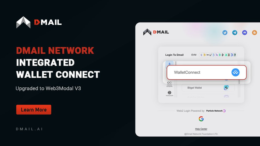 SmartCryptoNew1's tweet image. 💪 @Dmailofficial recently integrated @WalletConnect and has upgraded to #Web3Modal V3!
💪 The integration will provide users of any wallet with a seamless login experience on #Dmail, thereby enhancing their overall experience
🔽 VISIT
mail.dmail.ai/login
#SCN1