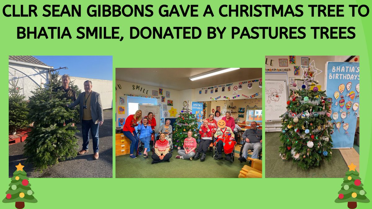A big thank you to Pastures Christmas Trees for your kind Christmas tree donation and thank you Cllr <a href="/Lordgibbons/">Lord Gibbons</a> for delivering the Christmas tree to #Bhatia SMILE.

#Bhatia SMILE have decorated the Christmas tree with homemade decorations!

<a href="/DoncasterDamian/">Damian Allen</a>
<a href="/StrongTogethMex/">Stronger Together</a>