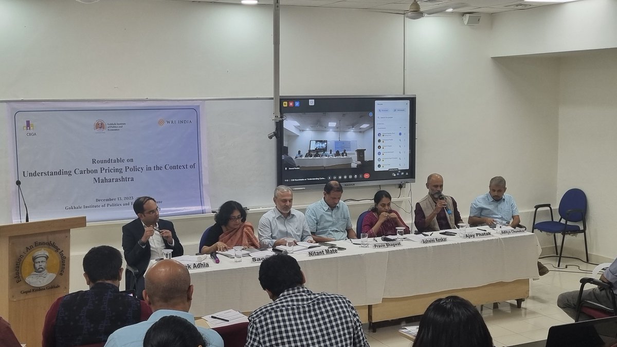 Attended a Round table by @CBGAIndia @WRIIndia @gipe_official on Carbon Pricing.

Experts from @BCG @ICRIER @TISSMumbai @PrayasEnergy #PuneKnowledgeCluster #EcologicalSociety
