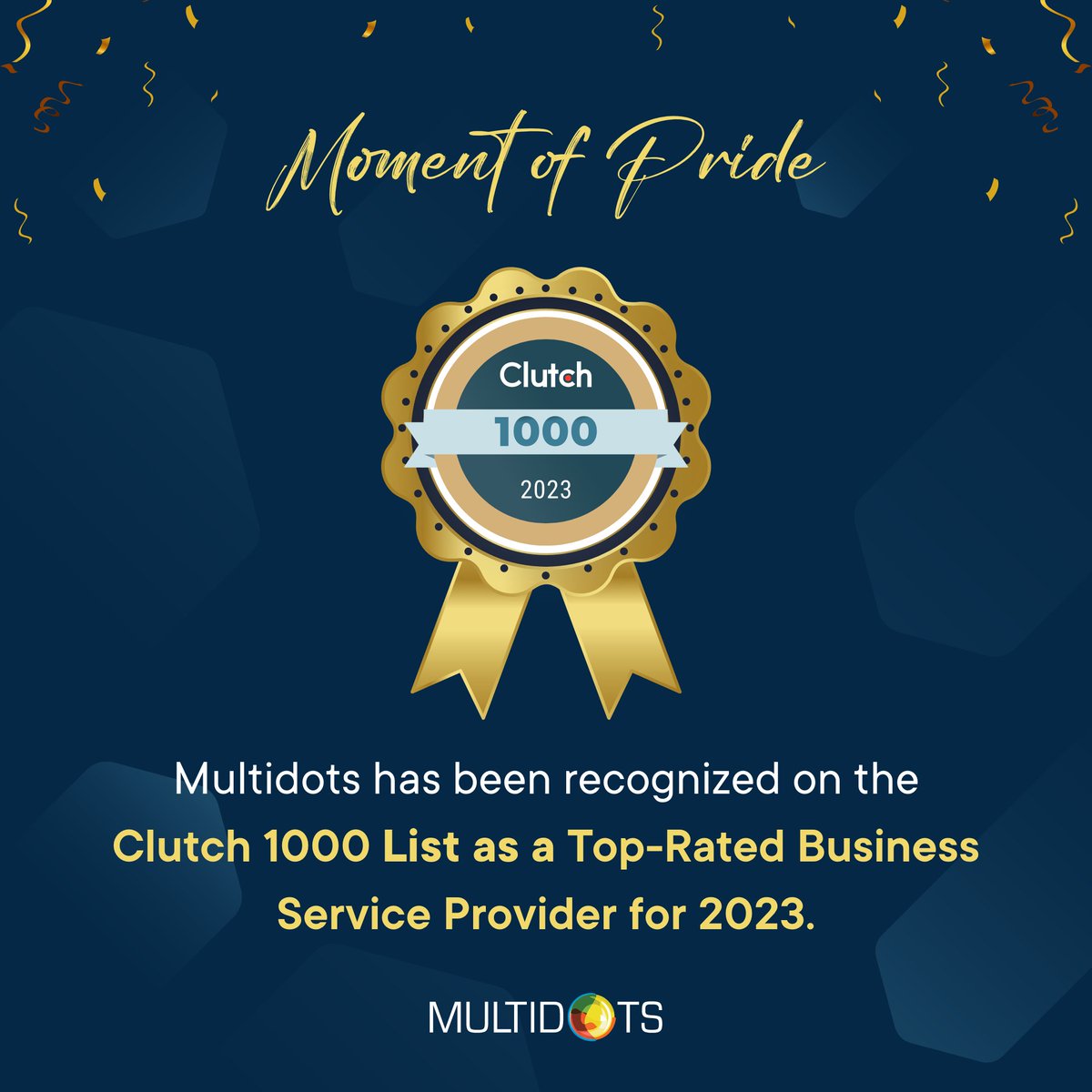 multidots's tweet image. 🎉Multidots has secured a spot on the exclusive Clutch 1000 list, showcasing our dedication to providing excellent services.

Big thanks to our clients and our fantastic team!

Explore our Clutch profile 
➡️clutch.co/profile/multid…

#Multidots #Clutch #Clutch1000
