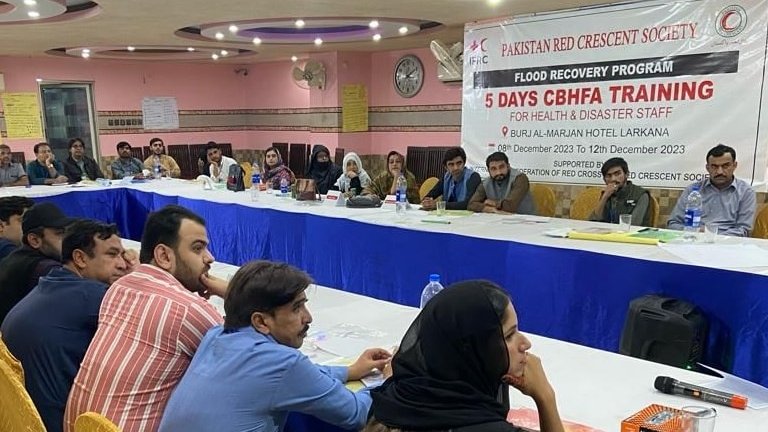 prcsindh's tweet image. A five-day training workshop took place in Larkana from December 8-12, 2023. Participants included staff from provincial headquarters, district branches, and the National Headquarters. The training was conducted by Mr. Rana Anwar, Mr. Waseem Abbas, and Ms. Priya.