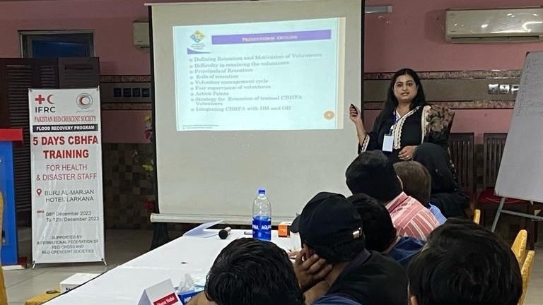 prcsindh's tweet image. A five-day training workshop took place in Larkana from December 8-12, 2023. Participants included staff from provincial headquarters, district branches, and the National Headquarters. The training was conducted by Mr. Rana Anwar, Mr. Waseem Abbas, and Ms. Priya.