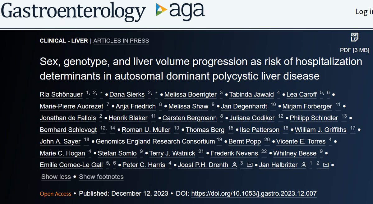 🆕 @AGA_gastro 
🔎Predicting progression of polycystic liver disease
➡️Jan Halbritter @chariteberlin 💡PLD-related hospitalization (liver event) ➡️ clinical endpoint
📌Validation of the image-based prognostic model
📳sex-gene score 🏹 mild, moderate &amp; severe disease