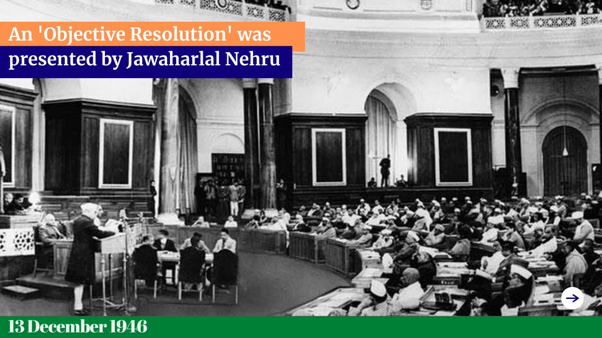 On Dec. 13, 1946, Pt. #Nehru introduced the Objectives Resolution, a historic step in shaping the Indian #Constitution. This document laid down guiding principles, emphasizing democracy, equality, & justice. It paved the way for India's transformation into a sovereign republic.