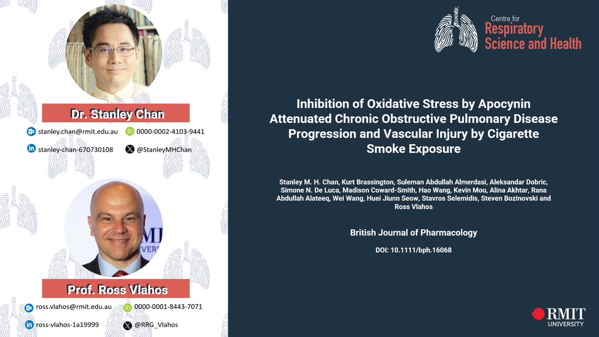 #ResearchSpotlight: Vascular dysfunction in COPD harms patient outcomes. The impact of reducing oxidative stress on vascular function is unclear. Dr Chan uses apocynin, a NOX inhibitor and free-radical scavenger, to investigate the effects.

Link: bpspubs.onlinelibrary.wiley.com/doi/10.1111/bp…
