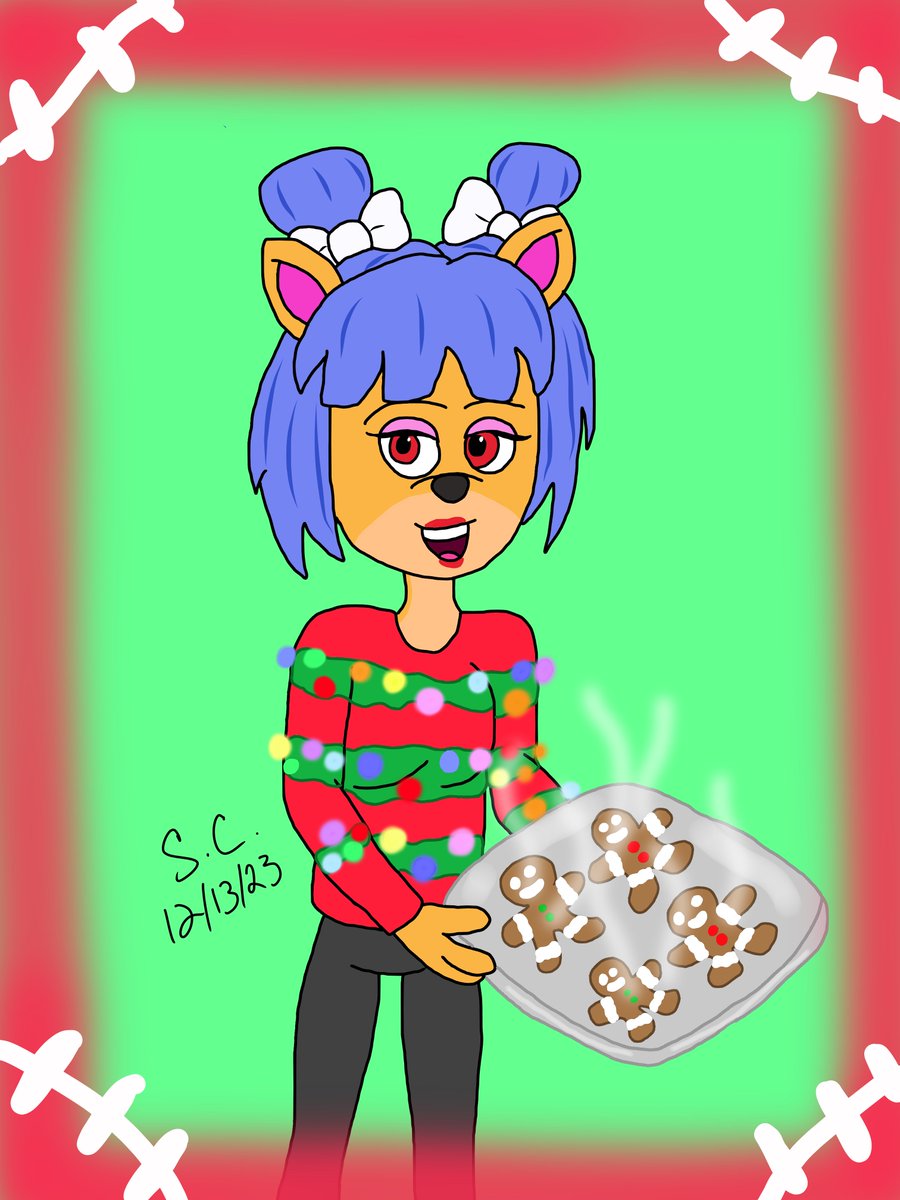 Megumi is giving out gingerbread man cookies to her friends 🙂

#MegumiBandicoot #CrashBandicoot #NitroSquad #gingerbreadman #gingerbreadcookies #fanart #MerryChristmas2023