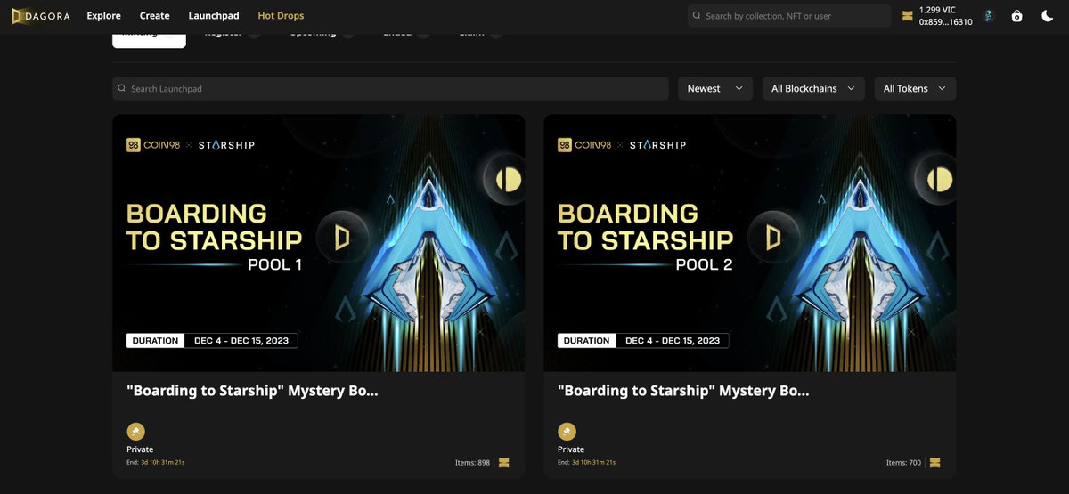 Dagoraxyz's tweet image. Ready to set off on the @starship_hq journey with @coin98_wallet? 🚀 

Don't miss the chance to snag rewards, including Starship NFTs, Starship WL slots, $CUSD, and OneID from @useOneID through Dagora's hot drops.

Join the pools and try your luck!
Pool 1 👉…