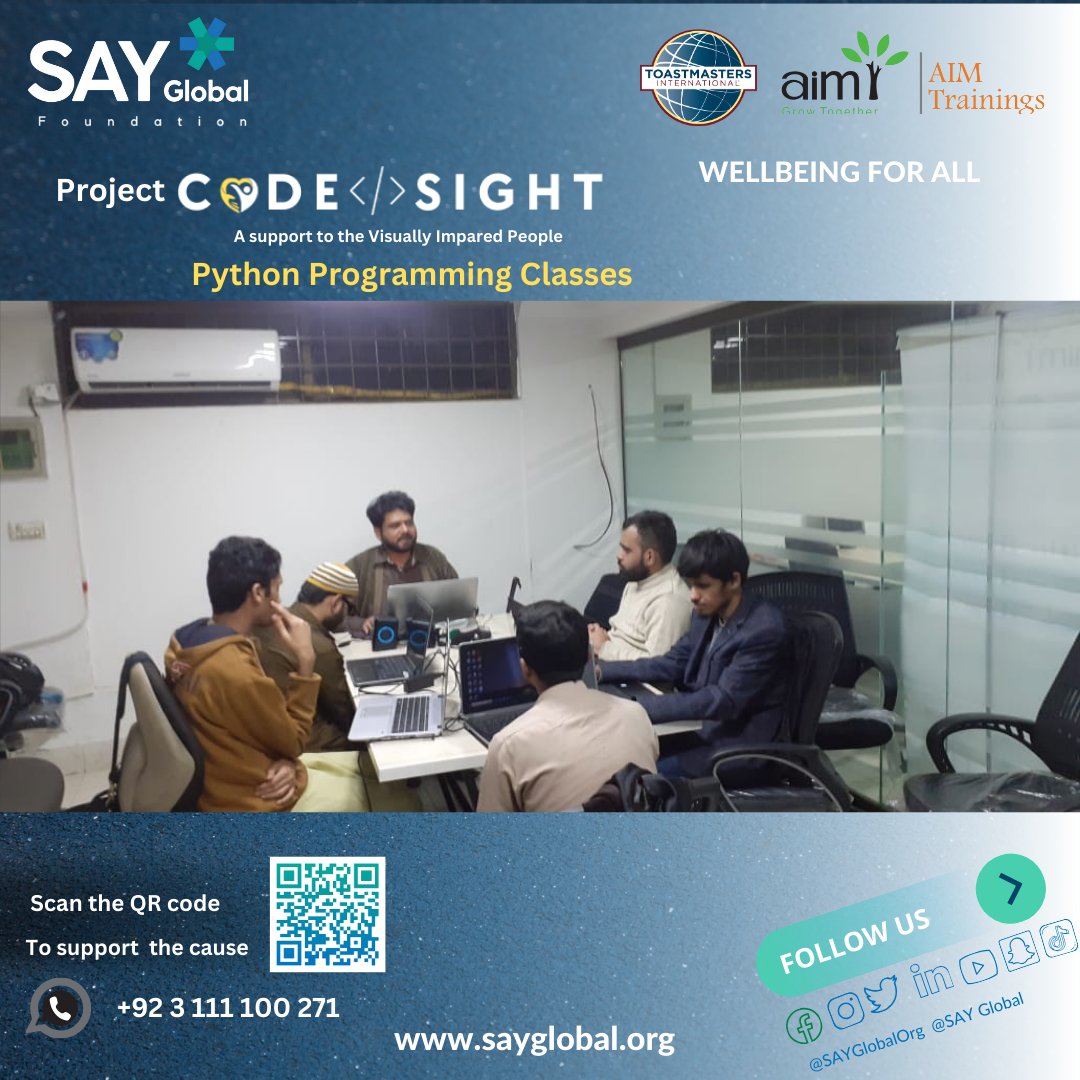 SAYGlobalOrg's tweet photo. "🌐 Exciting news! Code Sight is empowering the visually impaired in IT. Today's highlight: Python programming session. Support our mission: https://t.co/srvImeo0uX 🖥️✨ #CodeSight #Inclusion #DonateNow #SAYGlobal #pythonprogramming " https://t.co/TGpUL9hFcG