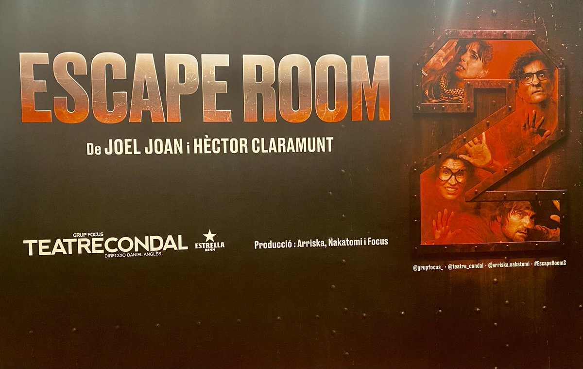 Ramon Tremosa 🎗🌹 (@ramontremosa) on Twitter photo No us perdeu #EscapeRoom2, que millora en humor i ironia la primera part d’#EscapeRoom: veureu coses mai no vistes dalt d’un escenari. Enhorabona, <a href="/JoelJoanJuve/">Joel Joan</a>, <a href="/HectorClaramun1/">Hector Claramunt</a> i companyia !!!! <a href="/Teatre_Condal/">Teatre Condal</a> No us perdeu #EscapeRoom2, que millora en humor i ironia la primera part d’#EscapeRoom: veureu coses mai no vistes dalt d’un escenari. Enhorabona, <a href="/JoelJoanJuve/">Joel Joan</a>, <a href="/HectorClaramun1/">Hector Claramunt</a> i companyia !!!! <a href="/Teatre_Condal/">Teatre Condal</a>