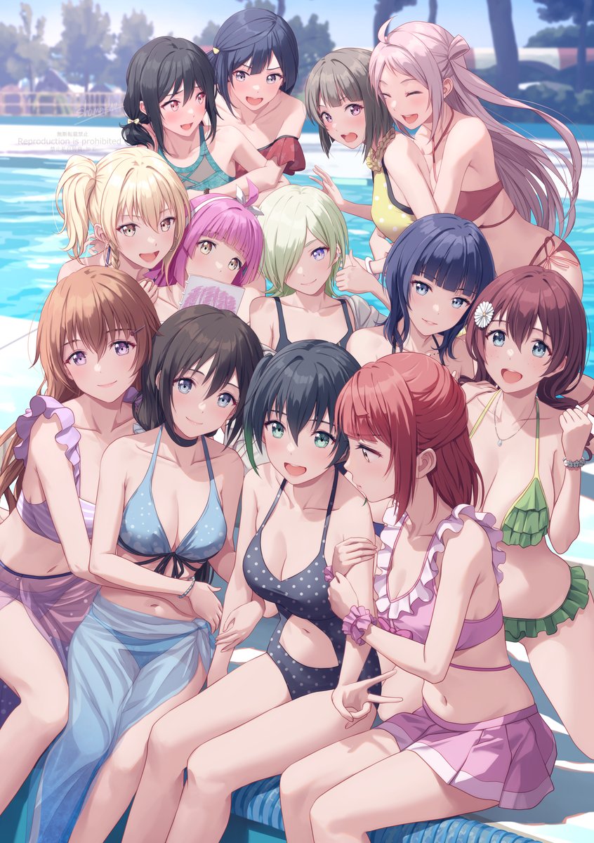 朝香果林 ,エマ・ヴェルデ ,近江彼方 ,三船栞子 ,中須かすみ ,桜坂しずく ,高咲侑 ,天王寺璃奈 ,上原歩夢 ,優木せつ菜 「はいチーズ」|shamakho/沙マコのイラスト