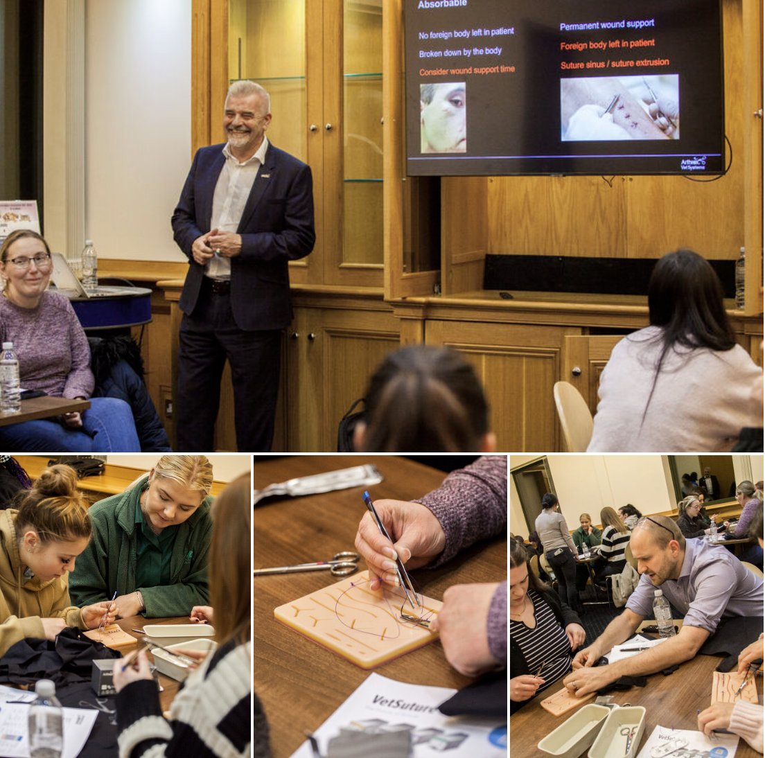 We were delighted to welcome vets and RVNs to our 'Suture with a Specialist' session. Mike Bellinger from <a href="/ArthrexVet/">Arthrex Vet Systems</a> UK gave us a run down of different suture materials and needle types, and how they should be used. <a href="/m_ben_w/">Ben Walton</a> gave practical demo #movement #TheExperienceMatters