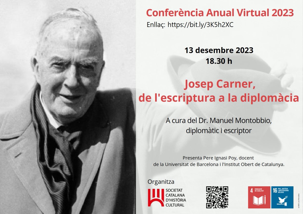 historiacultural.cat (@histcultcat) on Twitter photo 📚Aquesta tarda el Dr. Manuel Montobbio, diplomàtic i escriptor, ens parla sobre «Josep Carner, de l'escriptura a la diplomàcia».
🖥️Sala virtual: bit.ly/3K5h2XC
⏲️Inici: 18.30 h
➡️<a href="/JosepCarner/">Josep Carner</a> <a href="/ManuelMontobbio/">Manuel Montobbio</a> ➕<a href="/BiblioCatalunya/">Biblioteca de Catalunya</a> <a href="/ccentresestudis/">Coordinadora Centres d'Estudis de Parla Catalana</a> <a href="/espaisescrits/">Espais Escrits</a> <a href="/iramunt/">Institut Ramon Muntaner</a> 📚Aquesta tarda el Dr. Manuel Montobbio, diplomàtic i escriptor, ens parla sobre «Josep Carner, de l'escriptura a la diplomàcia».
🖥️Sala virtual: bit.ly/3K5h2XC
⏲️Inici: 18.30 h
➡️<a href="/JosepCarner/">Josep Carner</a> <a href="/ManuelMontobbio/">Manuel Montobbio</a> ➕<a href="/BiblioCatalunya/">Biblioteca de Catalunya</a> <a href="/ccentresestudis/">Coordinadora Centres d'Estudis de Parla Catalana</a> <a href="/espaisescrits/">Espais Escrits</a> <a href="/iramunt/">Institut Ramon Muntaner</a>