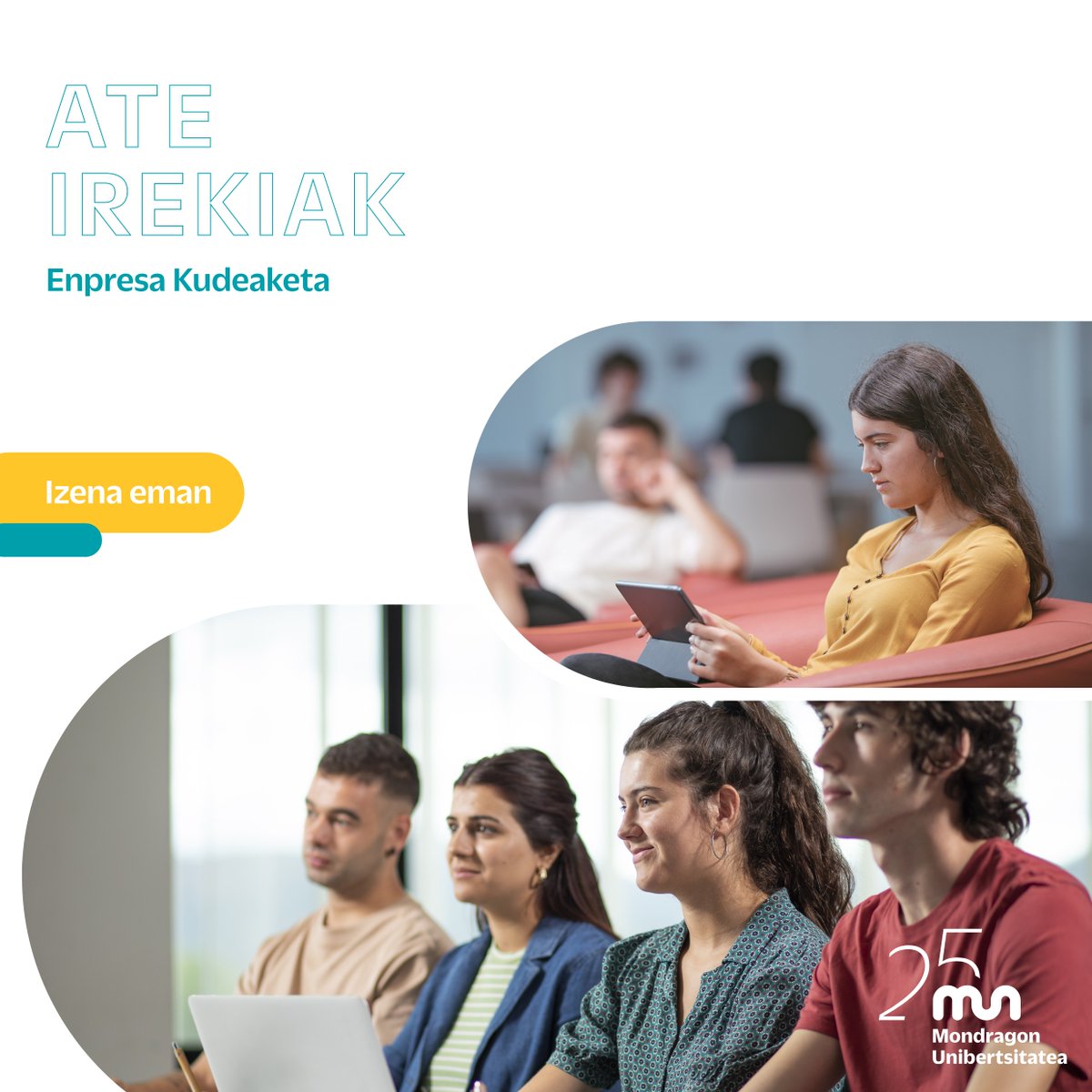 Enpresagintza's tweet image. ATE IREKIAK

📆 Abenduak 16 👉🏻 BDatA 📍Bilbao AS Fabrik ✍🏻 ow.ly/1XFr50QaGvs

📆 Abenduak 16 👉🏻 myGADE 📍Bilbao AS Fabrik / Bidasoa / Oñati ✍🏻 ow.ly/jGW050QaGvu

#LearningFromReality
#LearningFromAction