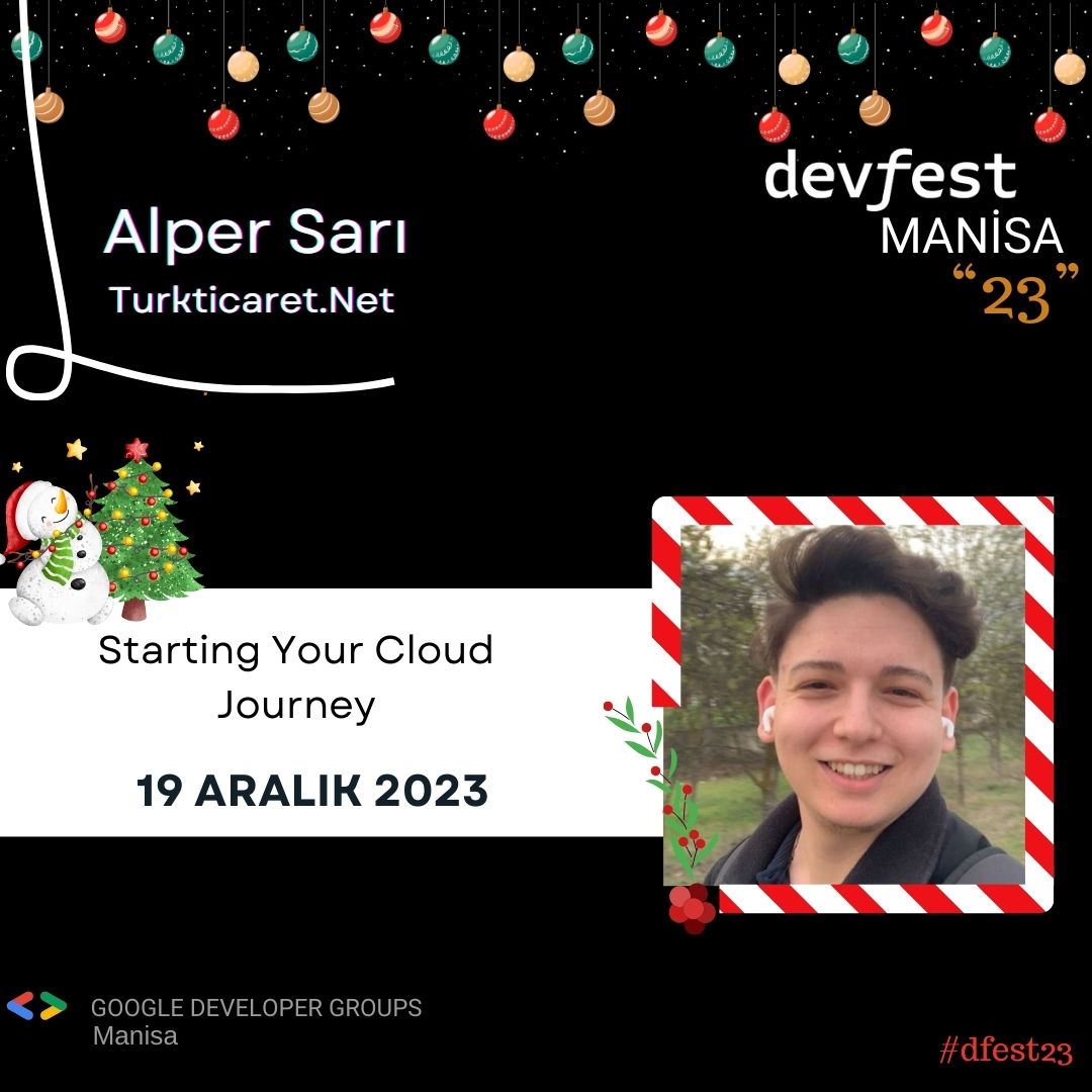 İşte karşınızda DevFest'23 Manisa'nın ilk konuşmacısı <a href="/alpernbt/">Alper Sarı</a> 🥳
"Starting Your Cloud Journey" başlıklı sunumu ile Cloud dünyasına güzel bir başlangıç için hepinizi 19 Aralık Salı günü Manisa Celal Bayar Üniversitesi Prof.Ümit Doğay Arınç Kültür Merkezi’ne bekliyoruz.