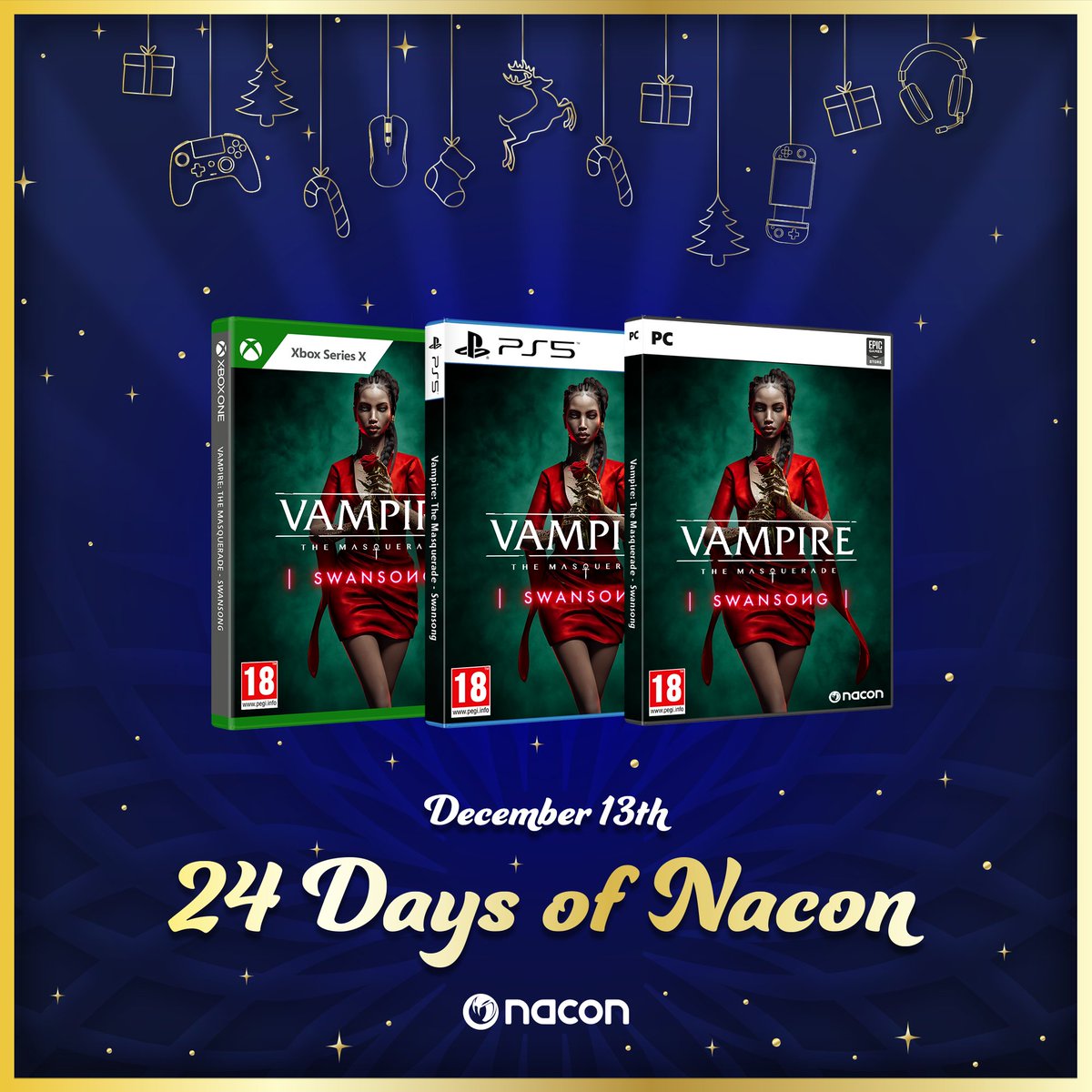 Halfway through the #24DaysOfNacon advent calendar, today we are giving you the chance to win @VampireSwansong! 🩸 🎁 RT + Follow @NACON for a chance to win! #24DaysOfNacon 🧛🏻