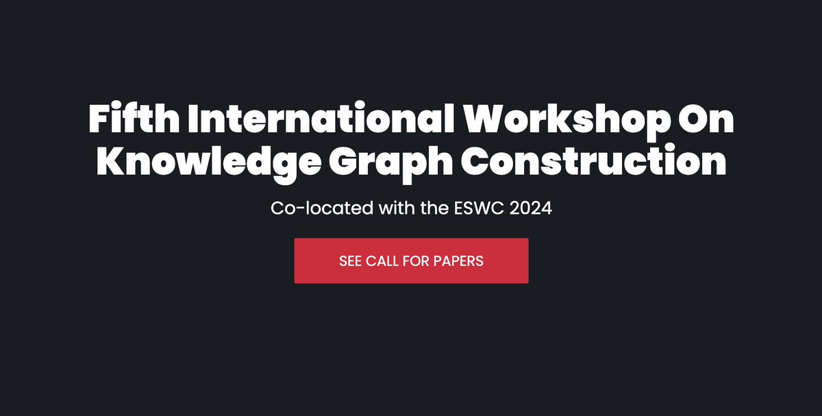 KGC Workshop (Inactive account) (@kgc_workshop) on Twitter photo We are happy to announce the 5th Edition of the Knowledge Graph Construction Workshop! w/ <a href="/dchavesf/">David Chaves-Fraga</a> <a href="/natadimou/">Anastasia Dimou</a> <a href="/umutsims/">Umut Serles</a> <a href="/_aieme/">Ana Iglesias</a> <a href="/DylanVanAssche/">Dylan Van Assche (@dylanvanassche@fosstodon.org)</a> co-located with <a href="/eswc_conf/">ESWC Conferences</a>
In a few days, our new website will be ready! π
Start to think about your submission & the challenge π€ We are happy to announce the 5th Edition of the Knowledge Graph Construction Workshop! w/ <a href="/dchavesf/">David Chaves-Fraga</a> <a href="/natadimou/">Anastasia Dimou</a> <a href="/umutsims/">Umut Serles</a> <a href="/_aieme/">Ana Iglesias</a> <a href="/DylanVanAssche/">Dylan Van Assche (@dylanvanassche@fosstodon.org)</a> co-located with <a href="/eswc_conf/">ESWC Conferences</a>
In a few days, our new website will be ready! π
Start to think about your submission & the challenge π€