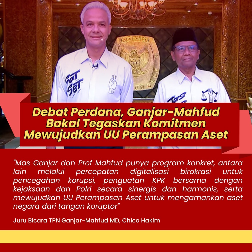 Ganjar-Mahfud Tegaskan Komitmen Mewujudkan UU Perampasan Aset 
Ganjar Unggul Debat
Debat C3rdas