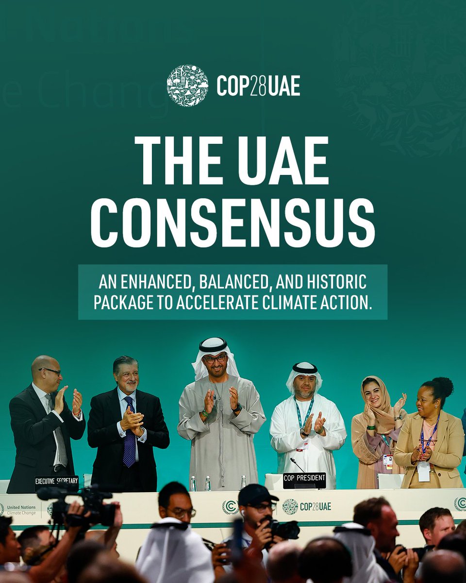 ADOPTED: With an unprecedented reference to transitioning away from all fossil fuels, The UAE Consensus is delivering a paradigm shift that has the potential to redefine our economies. #COP28 #UniteActDeliver #UAEConsensus
