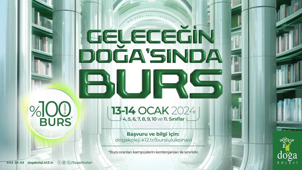 #GeleceğinDoğası Bursluluk Sınavı için başvurular başladı❗️

Yarınları şekillendirecek, dünyayı değiştirecek; yaratıcı, başarılı ve yetkin nesiller Doğa Kolejinde yetişir.

Sınava kayıt ve bilgi için; bursluluksinavi.dogakoleji.k12.tr