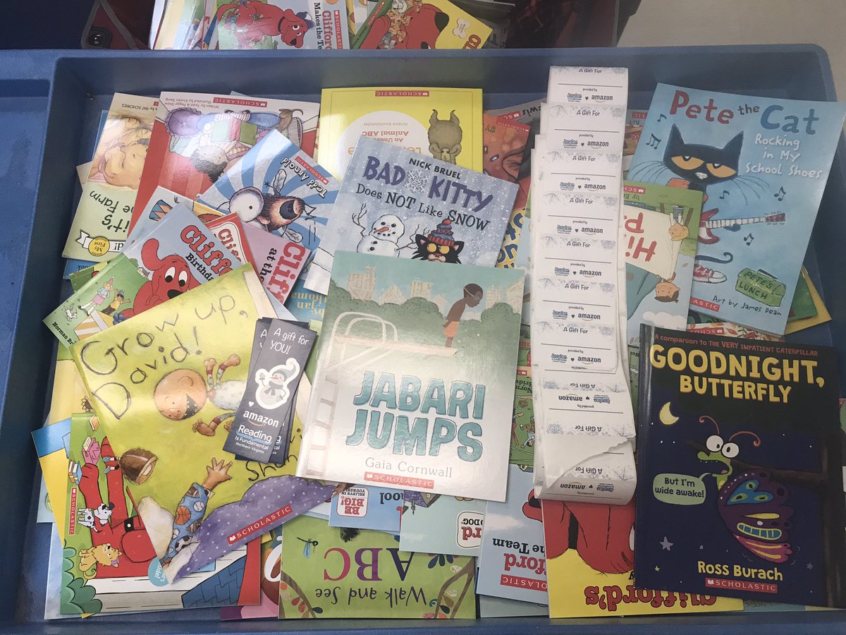 Thank you <a href="/amazon/">Amazon</a> and <a href="/RIFofNOVA/">Reading is Fundamental of Northern Virginia</a> for all these 📚 for our students! They will be so excited today when they get to take some home.
