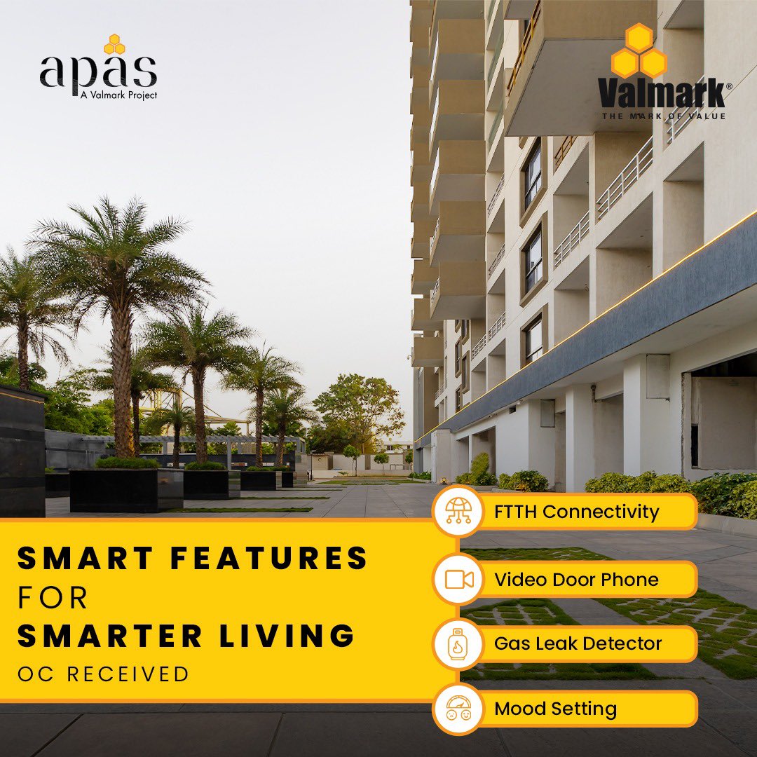 Future Ready Homes, where innovation meets style and comfort! 🏡💡

Dive into the era of Smart Amenities for Smarter Living with Valmark Apas. 🌐🔑

Your future home awaits! #ValmarkApas #FutureReadyLiving #SmartHome