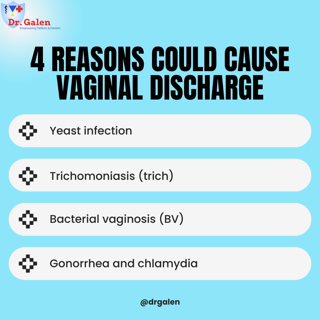 Dr.Galen ® - Online Health Consultation on X: 4 Reasons Could Cause Vaginal  Discharge 😓Vaginal discharge is a clear white or off-white fluid that  discharges out from the vaina. The uterus and