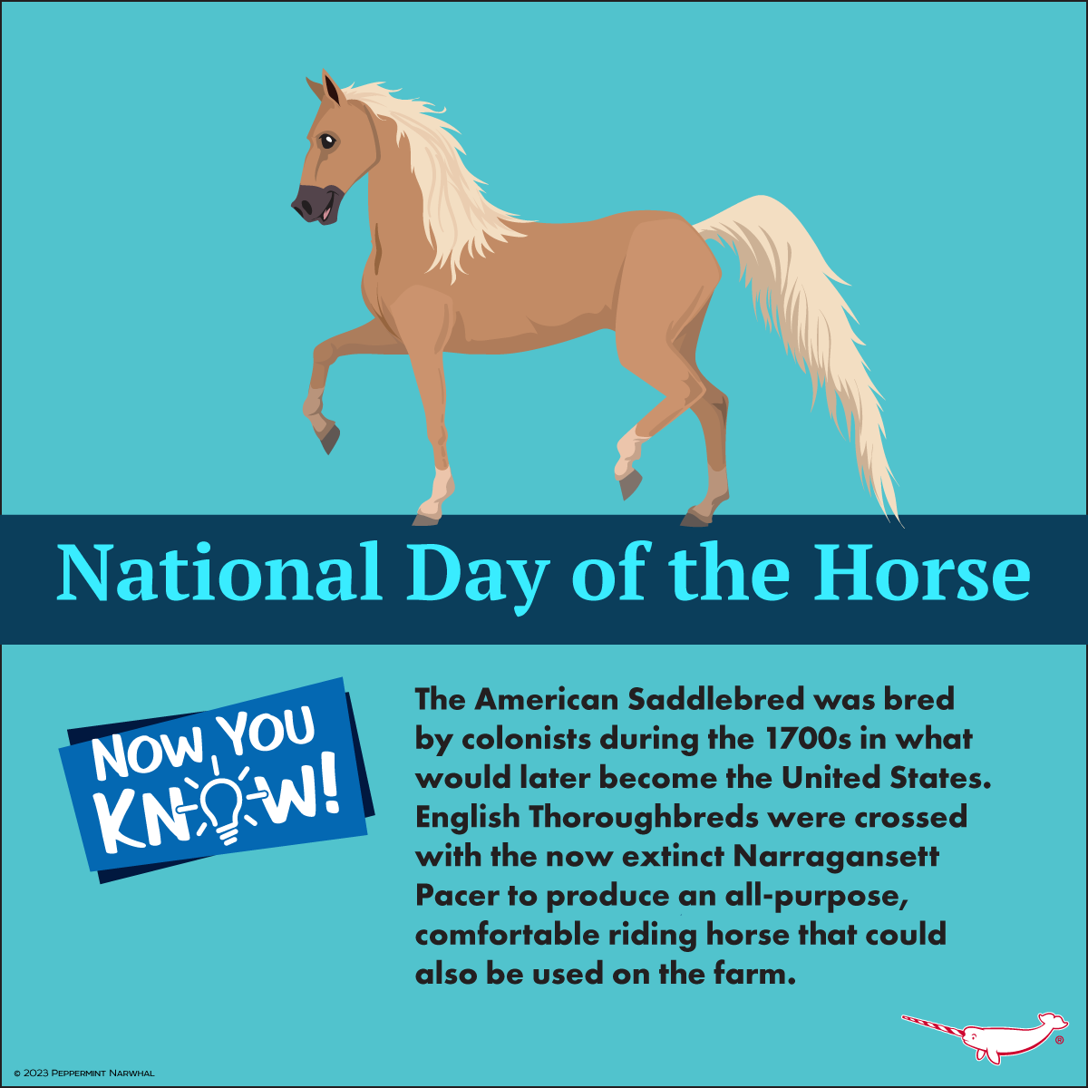 PepomintNarwhal's tweet photo. #NationalDayOfTheHorse 
#NowYouKnow #AmericanSaddlebred 

Shop #PeppermintNarwhal: http://peppermintnarwhal.com2024 Animal Holiday Calendar, Gift Tags, Ornaments, Holiday Cards, Enamel Pins, &amp; more!

#Horse #HorseBreed https://t.co/xVnokRLqKY