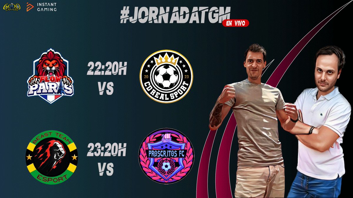 #ClubesPro | ¡GAMEDAY!

Hoy es día de partidos👌

🏆 | <a href="/FLOWPARIS2022/">F.C. FLOW PARIS</a> 🆚 @CDREALSPORT24
⏰ | 22:20h

🏆 | <a href="/BeastTeameSport/">Beast Team eSport</a> 🆚 @Proscritoscf
⏰ | 23:20h

📺 | twitch.tv/mambacaster
🎙️ | <a href="/MambaCaster/">MAMBA 🎙️ Ɐ ꓭ W Ɐ W</a>

#LigaTGM 💚 #JornadaTGM