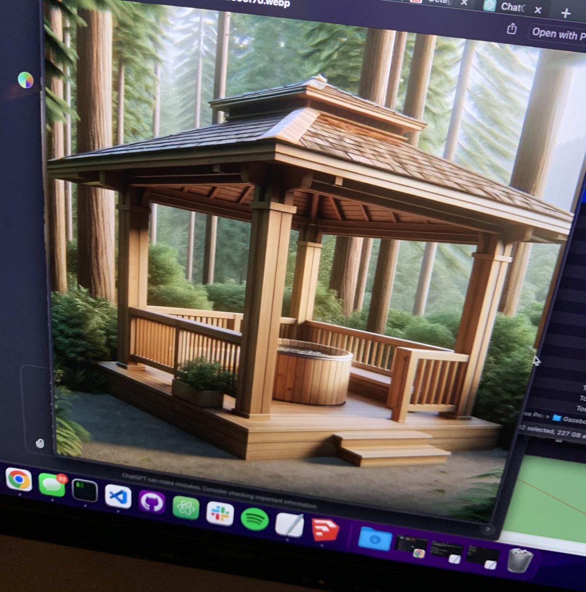 Another unique use for ChatGPT/DallE3 - design inspo. Here’s a sneak peak of some outdoor hot tub designs 🤩 (pardon the co