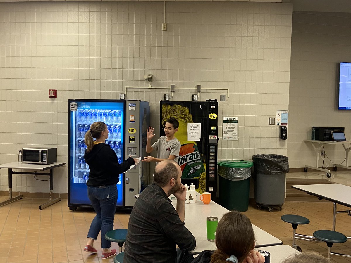 I appreciate one of our students council board members @gmsDCSD, Cooper, coming in early this morning to present some staff superlatives at our early meeting! Cooper is an outstanding leader in our building and a great role model for his peers! Thanks Coop! 👊