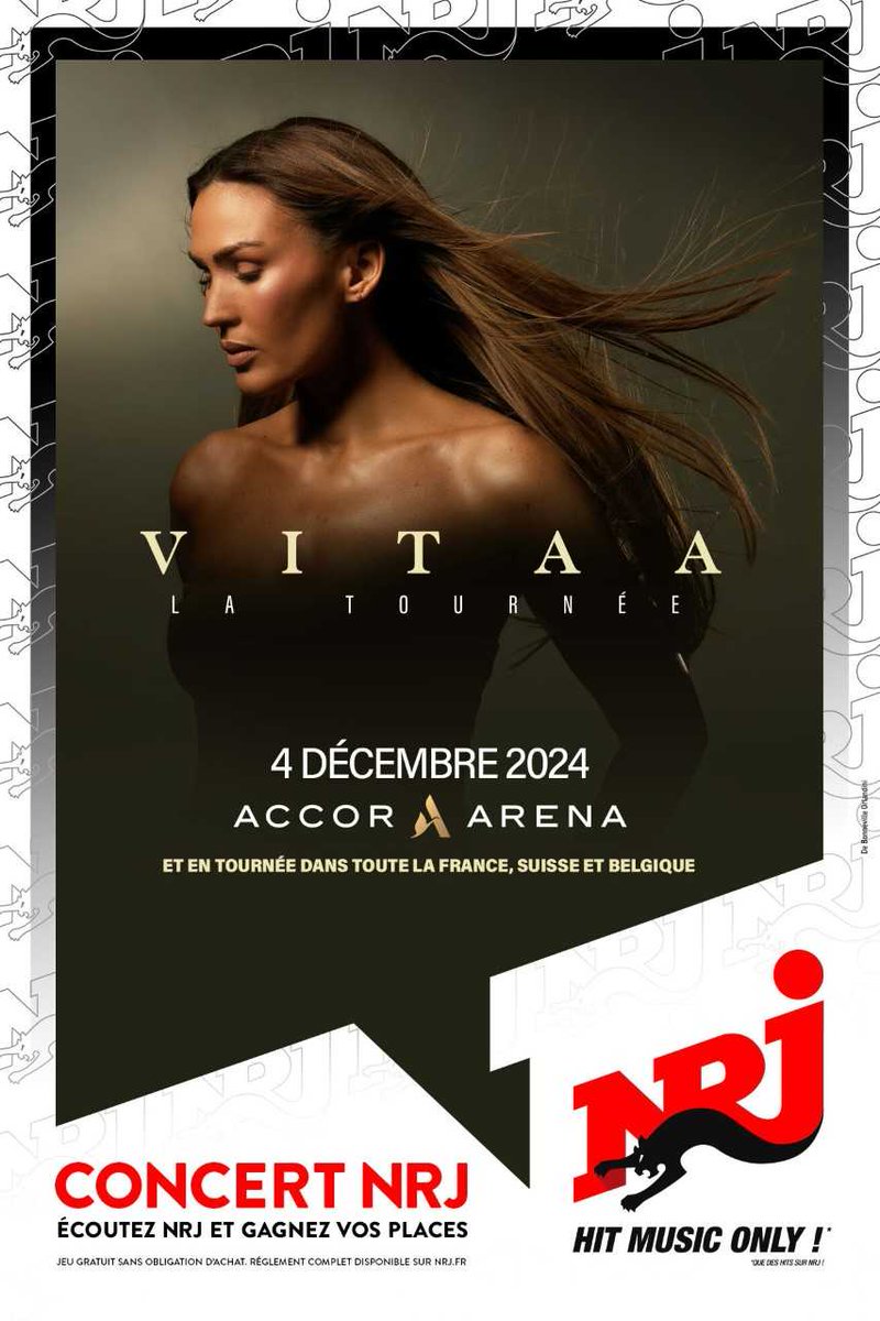 🎤 @VITAA sera en concert à l'Accor Arena le 4 décembre 2024 à Paris et en tournée dans toute la France, en Suisse et en Belgique avec NRJ ! 😍 👉 Écoutez NRJ et gagnez vos places pour aller voir Vitaa en concert ! ✨