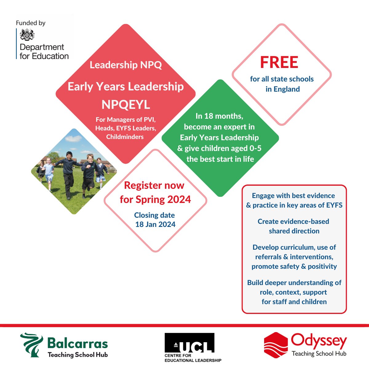 Applications for fully-funded Spring (March) 2024 NPQ programmes are now open.  

Register now for Spring '24

…ional-qualifications.education.gov.uk

#fullyfundedcpd
#Gloucestershireteachers
#Gloucestershireteachingschoolhubs