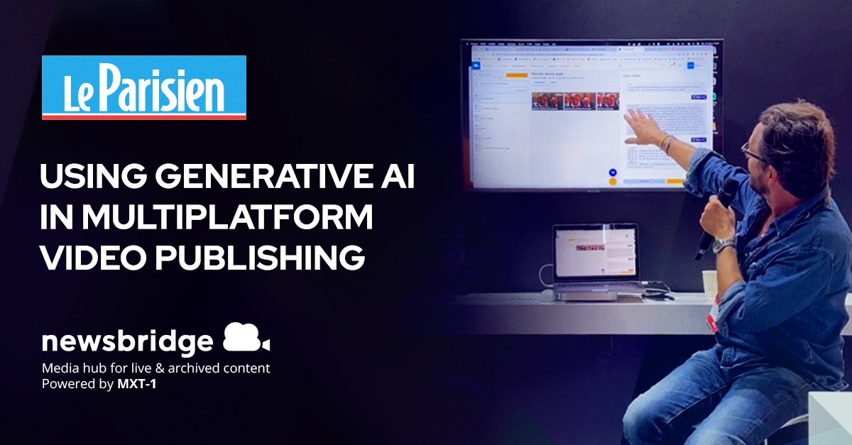 Moments Lab (ex Newsbridge) (@moments_lab) on Twitter photo What was the result of <a href="/le_Parisien/">Le Parisien</a>'s tests of #MXT1 in its video publishing workflows? HUGE productivity gains, with 4 hours of precious time saved daily 🙌
Read the recap of <a href="/videogotz/">GuillaumeOtzenberger</a>'s talk at <a href="/IBCShow/">IBC</a>👇
tinyurl.com/28577uyh
#IBC2023 #GenAI #Indexing #VideoPublishing What was the result of <a href="/le_Parisien/">Le Parisien</a>'s tests of #MXT1 in its video publishing workflows? HUGE productivity gains, with 4 hours of precious time saved daily 🙌
Read the recap of <a href="/videogotz/">GuillaumeOtzenberger</a>'s talk at <a href="/IBCShow/">IBC</a>👇
tinyurl.com/28577uyh
#IBC2023 #GenAI #Indexing #VideoPublishing