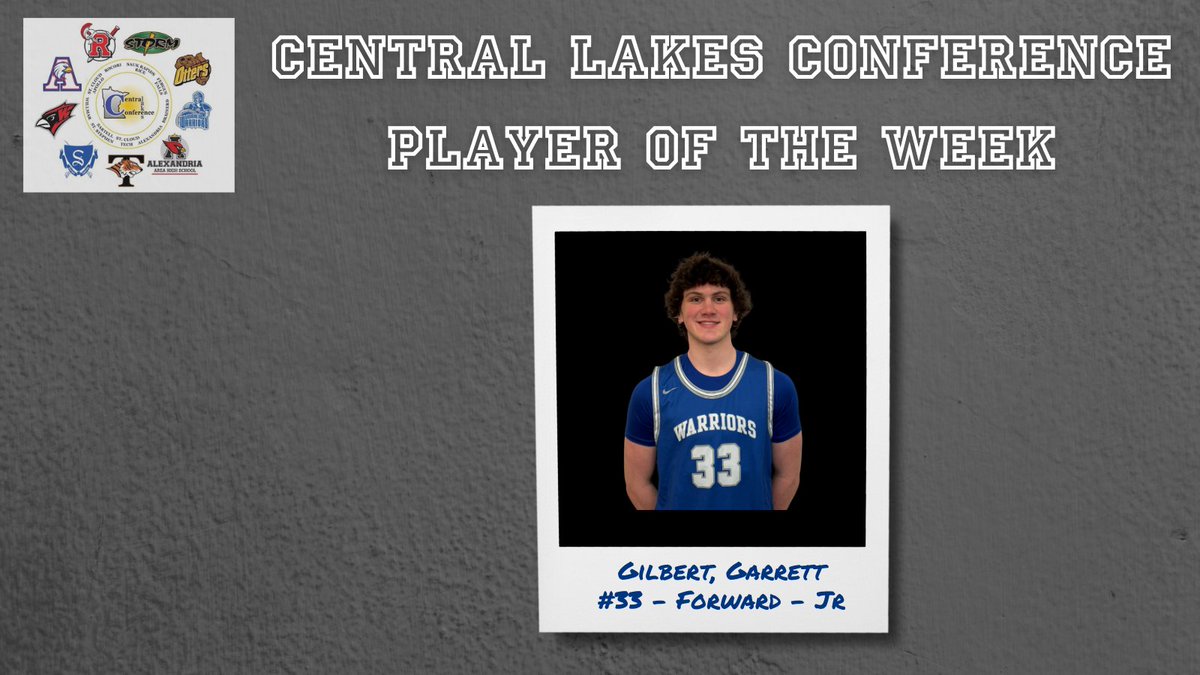 With 23 rebounds in 2 games last week, Garrett Gilbert was named Central Lakes Conference Defensive Player of the Week!