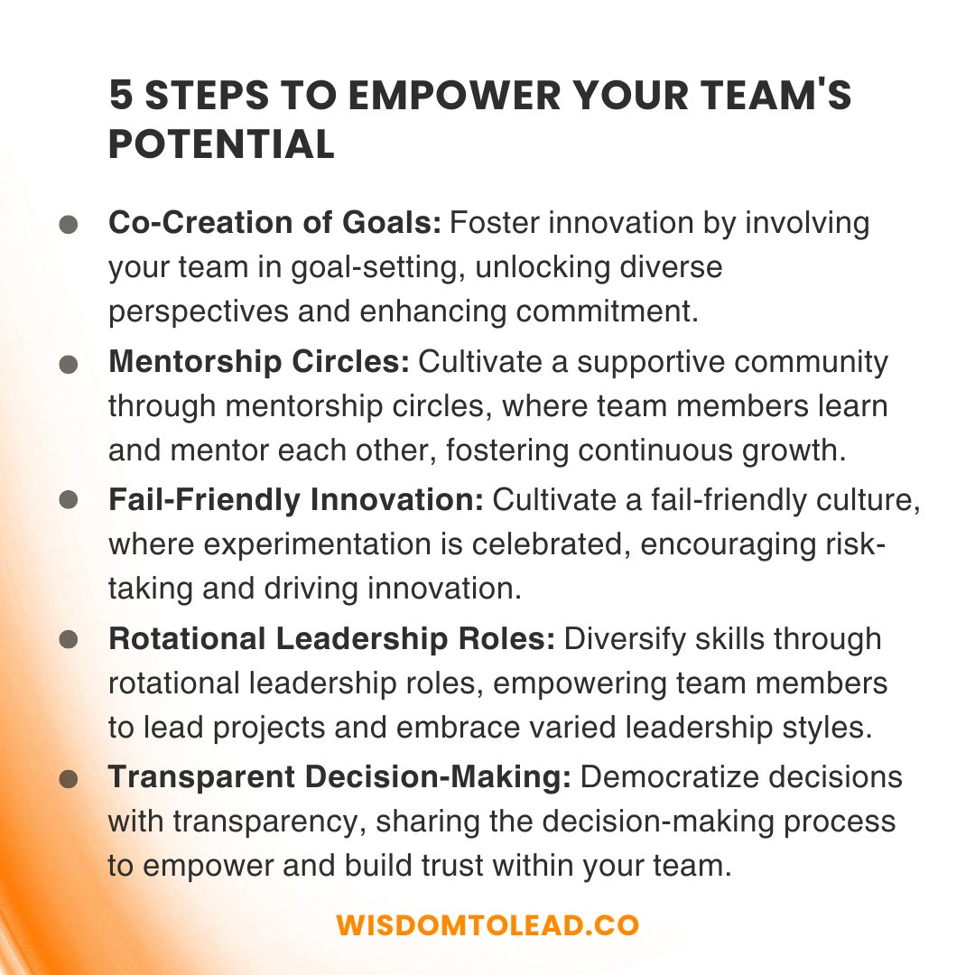 Ignite your team's potential with innovative leadership empowerment! 
.
#EmpowerLeadership #TeamPotential #InnovativeLeadership #LeadershipStrategies #EmpowermentJourney #CollaborativeCulture #ContinuousGrowth #TeamEmpowerment #WisdomToLead