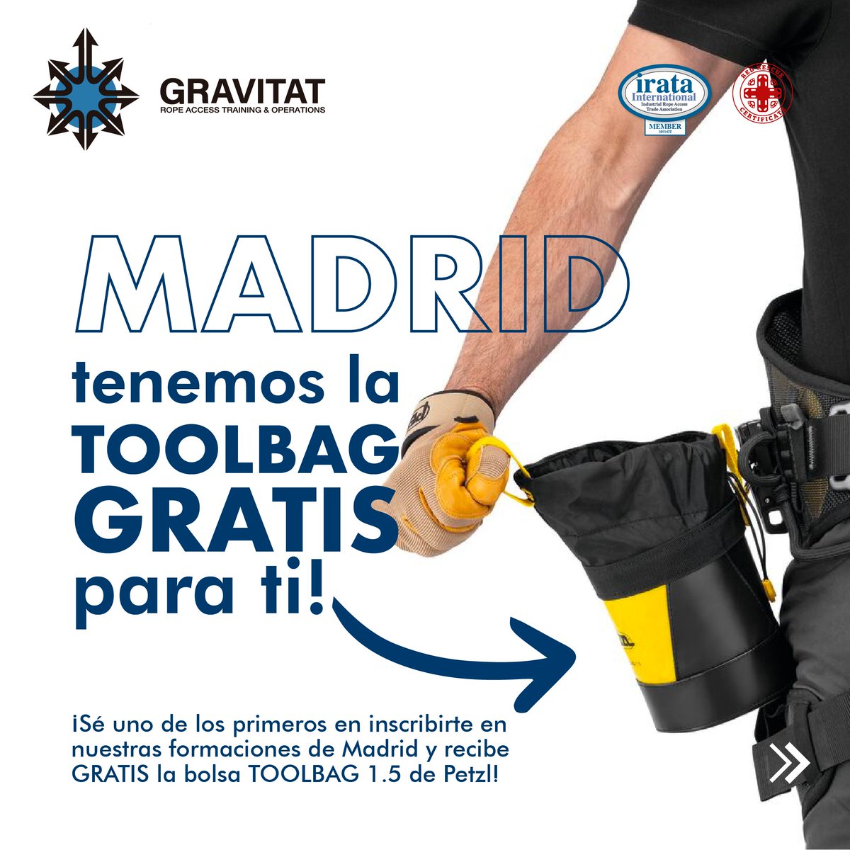 gravitatSL's tweet photo. ¡Atención a nuestros estudiantes del Centro de Formación Gravitat en Madrid! 
Recibe GRATIS la bolsa TOOLBAG 1.5 al reservar tu cupo para las formaciones de enero de 2024.
Cantidades limitadas disponibles

admin@gravitat.com
#Gravitat #trabajoenalturas  #petzl #irata #ropeaccess https://t.co/8gsTanYEmC