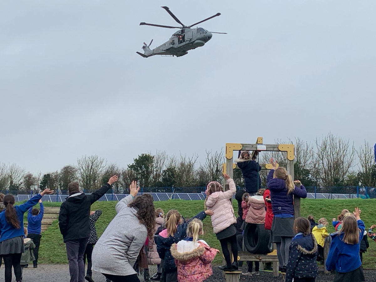 'Tis the season... Father Christmas took to the skies of #Cornwall to tactically assess the naughty/nice situation in preparation for #Christmas. School children across the county turned out and impressively redefined 'Enthusiastic Waving'. #FLYNAVY