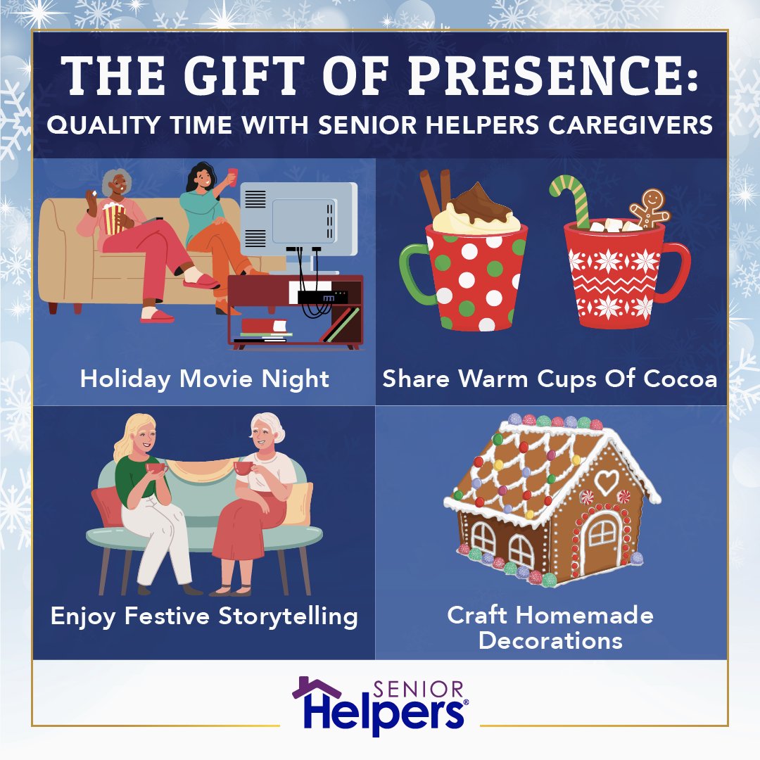 Sharing moments, creating memories. 🎁💭 Our caregivers are here to make the holidays special with activities that bring joy and companionship to seniors. Let's fill this season with meaningful experiences. #SeniorHelpers #CompanionCare