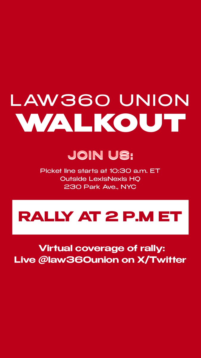 For the first time, Law360’s editorial staff is walking off the job for 24 hours to show management that we’ve had enough of the delays and threats at the bargaining table. #Law360walkout2023